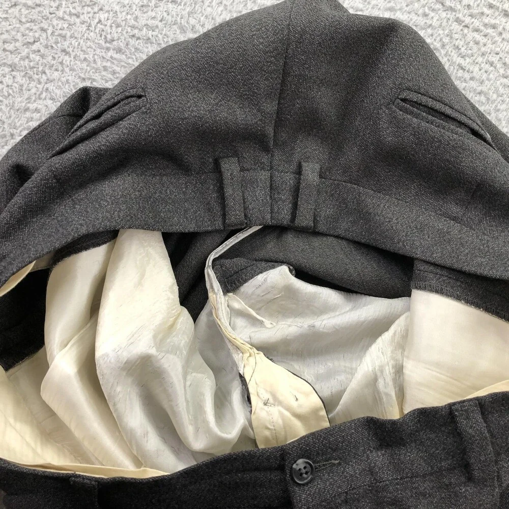 Vintage Banana Republic Pants Mens 40x30 Gray Wool Dress Pleated Cuffed Italy